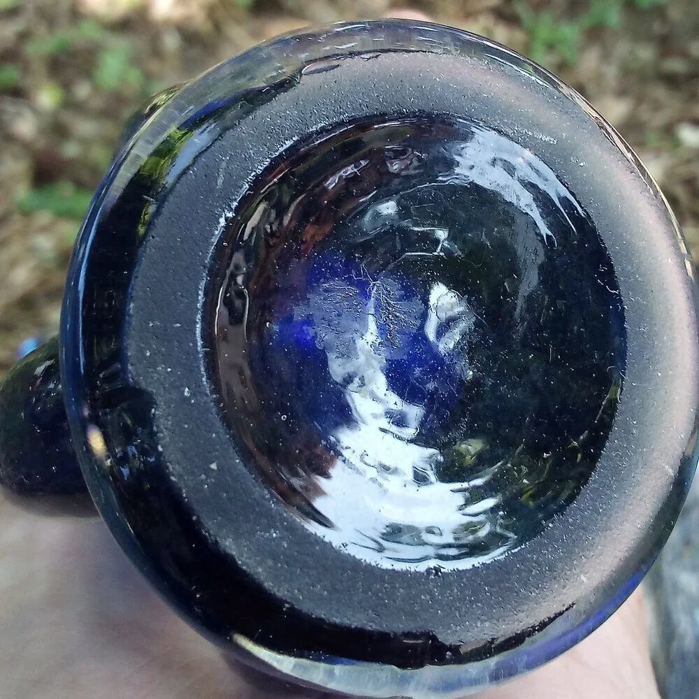 Vintage MCM 3 Finger Swung Vase Art Glass Cobalt Blue - Picture 6 of 6
